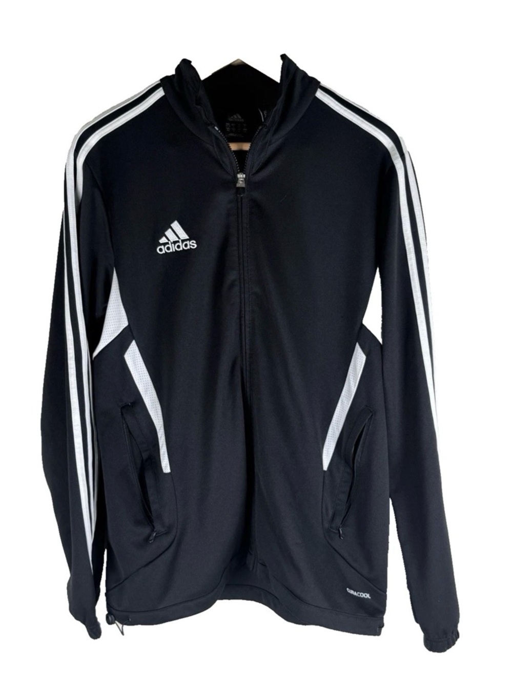 Adidas Climacool Training Jacket, Men's Small Black & White Zip Pockets Gym